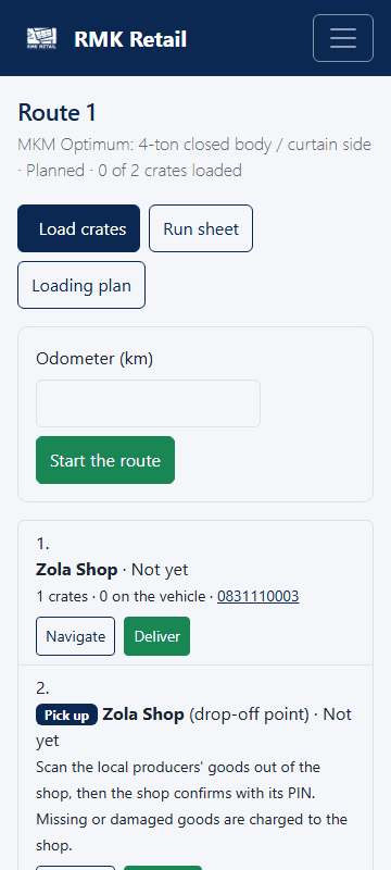 Route with a pickup step