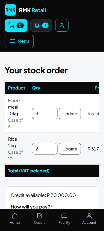 Stock order on credit