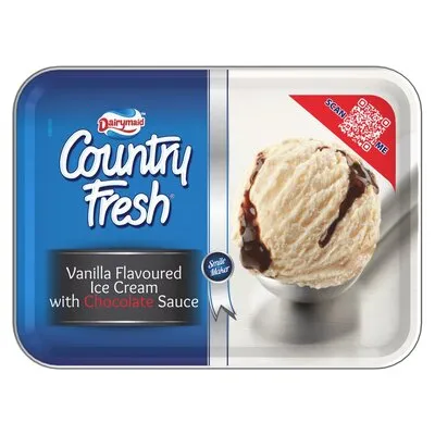 Country Fresh Vanilla Ice Cream With Chocolate Syrup